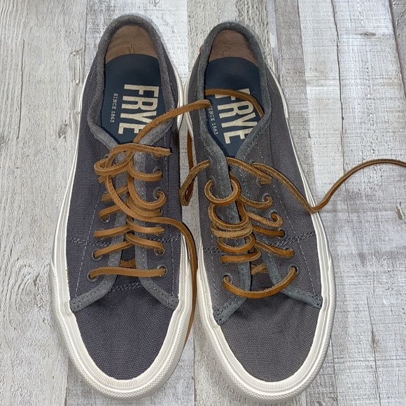 Frye Ludlow men’s canvas shoes in grey color size 7 1/2 - Picture 4 of 12